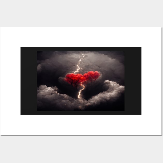 Red Broken Heart in the Clouds /  Broken Hearts Unwind Designs Wall Art by Unwind-Art-Work